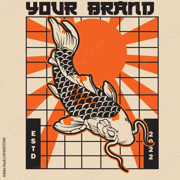 Fototapeta vector illustration of japanese fish painting, it can be use for shirt design or poster	
