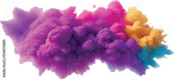 Fototapeta Abstract colorful watercolor background painting depicting a light blue and white smoke texture in the sky