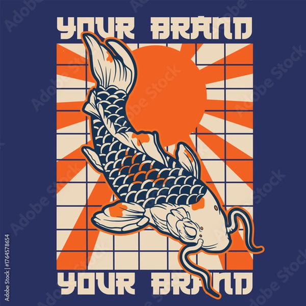 Fototapeta vector illustration of japanese fish painting, it can be use for shirt design or poster	
