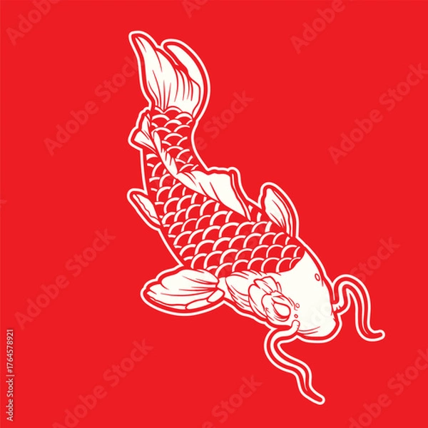 Fototapeta vector illustration of japanese fish painting, it can be use for shirt design or poster	
