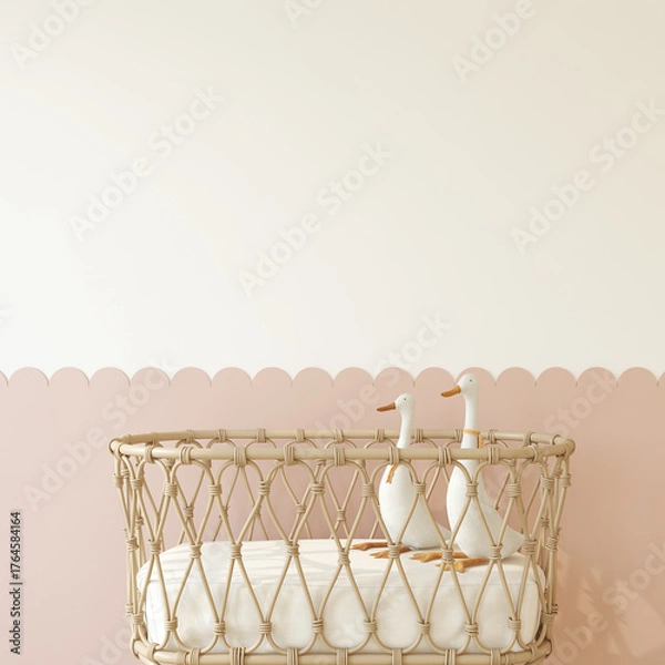 Obraz Nursery interior in boho style. 3d render.