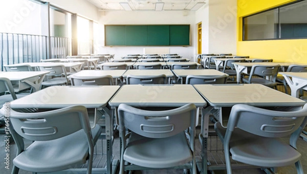 Obraz Modern classroom with desks and chairs