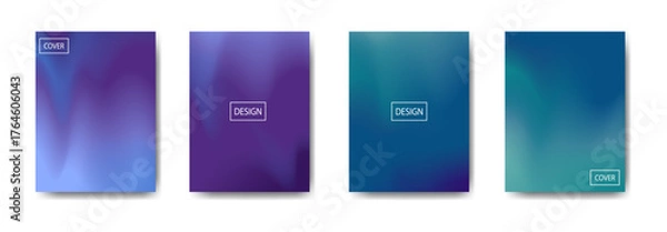 Obraz Four Gradient Covers with Abstract Design Elements on White Background