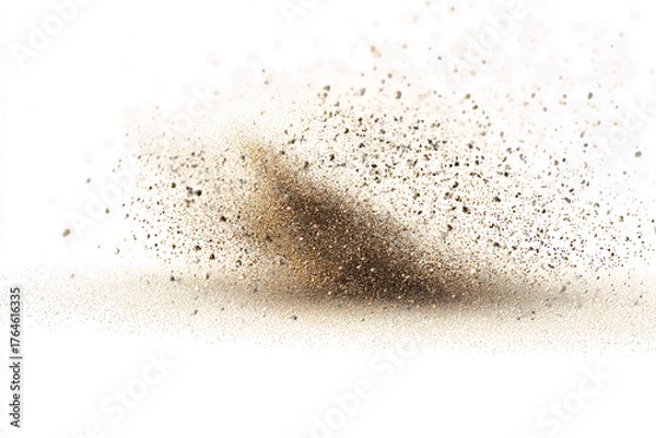 Fototapeta Explosion of Fine Brown Sand Particles Texture Effect on Transparent Backdrop