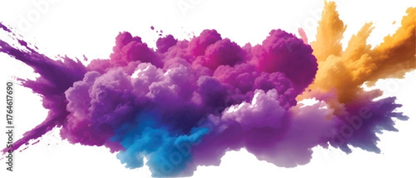 Fototapeta Colorful, abstract watercolor splashes of blue and white ink evoke a light, cloudy sky texture