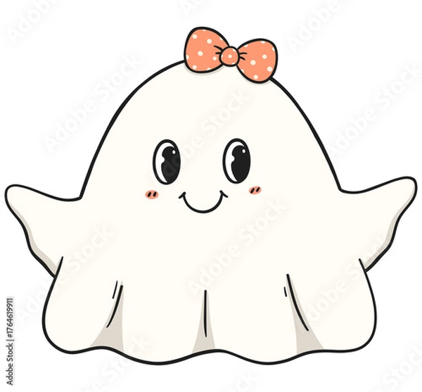 Obraz Kawaii ghost cartoon with bow