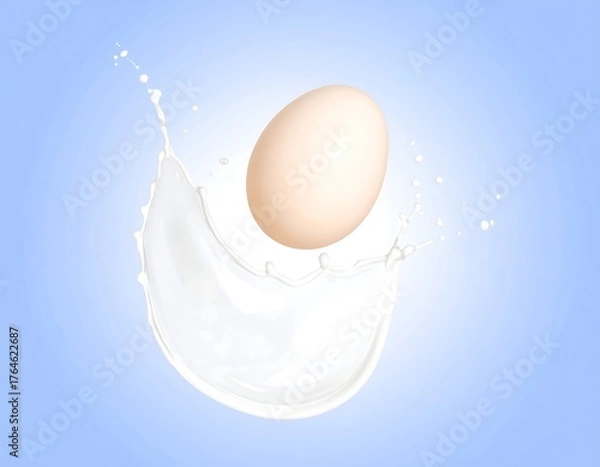 Fototapeta Egg in milk splash