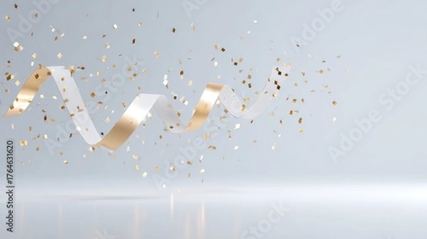 Obraz Elegant Celebration Scene with Floating Confetti and Gift Elements for Festive Occasions