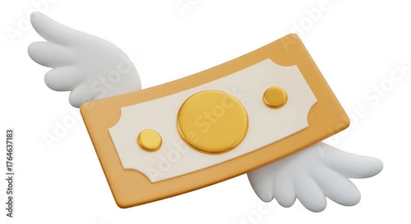 Obraz Flying Currency with Wings Illustration for Financial Independence and Investment