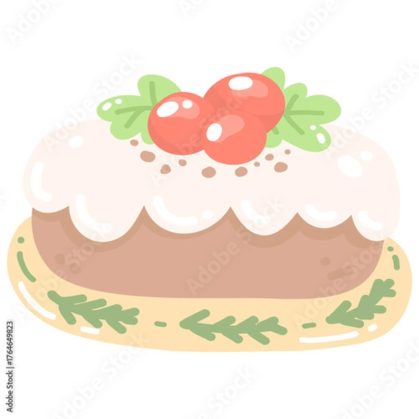 Obraz Cute Christmas Cake Illustration