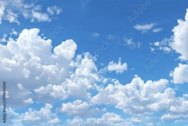 Obraz blue sky with cumulus clouds