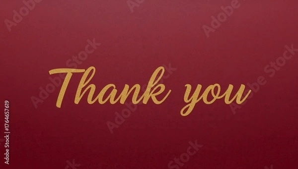 Obraz Carmine Backdrop with Golden Script, a Textured Thank You, Presentation Format.