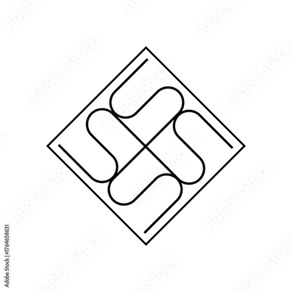 Fototapeta Letter S monogram in interlocking maze square representing system, structure, and modern technology brand.