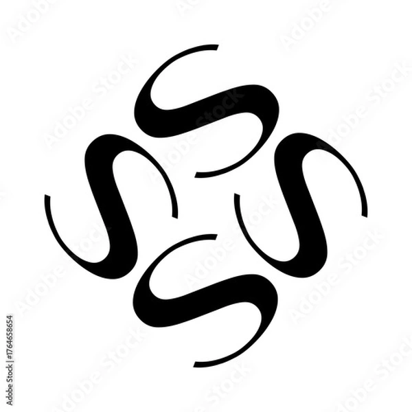 Fototapeta Four letter S in circular rotation forming abstract geometric emblem representing synergy and unity.