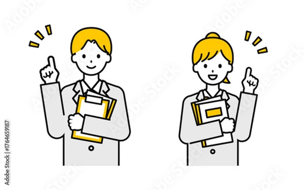 Obraz シンプルな学生の男女_気づき