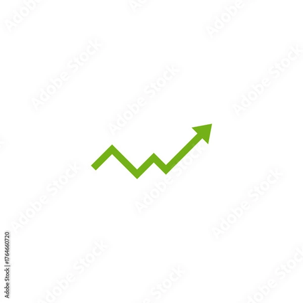 Fototapeta Green arrow graph showing upward trend and growth on white background