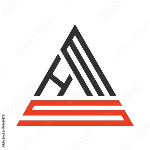 Fototapeta Letter HA logo monogram in triangular form representing construction, architecture, and mountain concept.