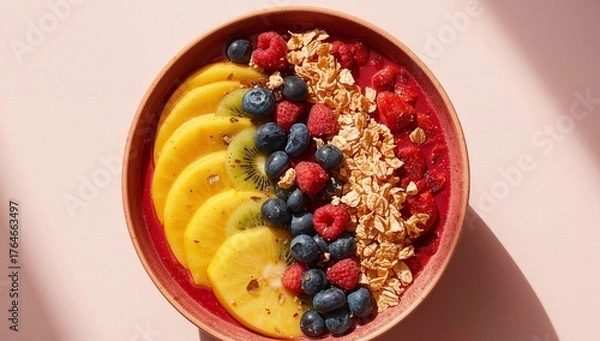 Fototapeta Fruity Radiance. A Composition of Colors, Textures, and Light in a Circular Format.