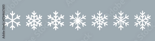 Fototapeta Snowflake set on isolated background.
