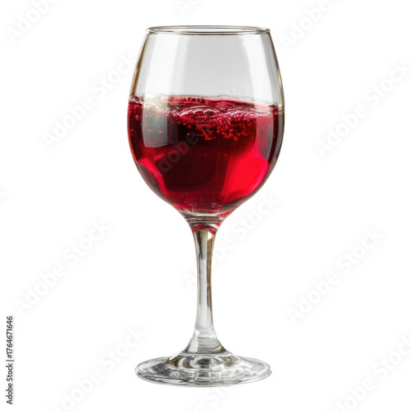Obraz Red wine glass with ice cubes reflecting bright light in a clear setting creating a refreshing atmosphere for a social gathering