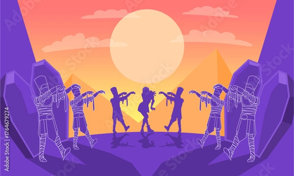 Fototapeta Dancing Mummies at Sunset in ...