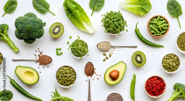 Obraz Nutrient Rich Vegetarian Diet for Optimal Health Superfood Abundance Vibrant Greens Protein Sources Plant Based Eating for a Balanced Lifestyle Wholesome and Delicious