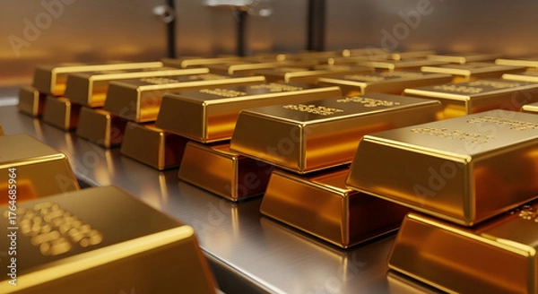 Obraz Gold Vault Riches Stored in Safe Deposit The Future of Investing is Here An Investment for the Ages Treasure Trove Wealth Accumulation Precious Asset Financial Securi 180