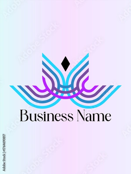 Fototapeta Modern Abstract Logo Design with Blue and Purple Flowing Lines and Elegant Business Text
