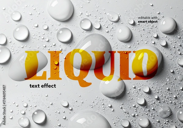 Fototapeta Water Drops Text Effect