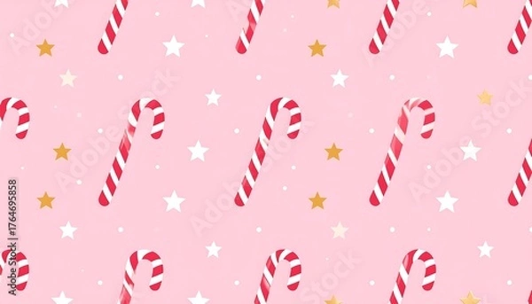 Obraz Festive candy cane pattern on a light pink background