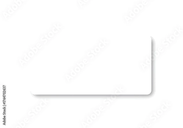 Fototapeta White rectangle with rounded corners and a subtle grey drop shadow on a white background