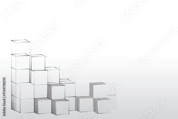 Obraz Minimalist 3D cube structure sketch design representing architecture