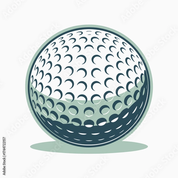 Obraz Isolated Vector Illustration of a Dimpled Golf Ball Perfect for Sports and Recreation Designs on White Background