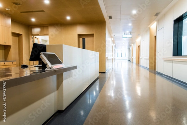 Obraz Hospital reception with phone and computers
