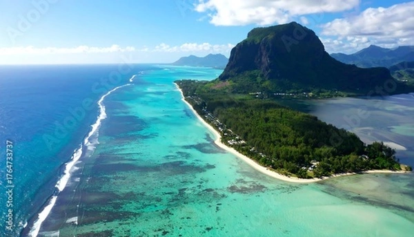 Fototapeta Stunning aerial view of a tropical island