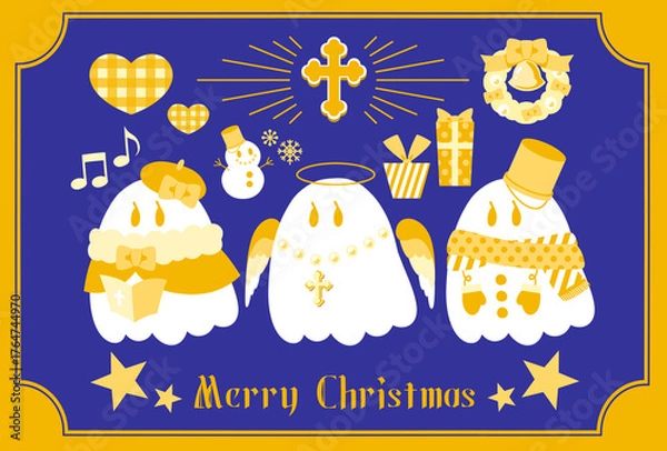 Fototapeta オバケのホーリーナイトポストカード　ゴールド