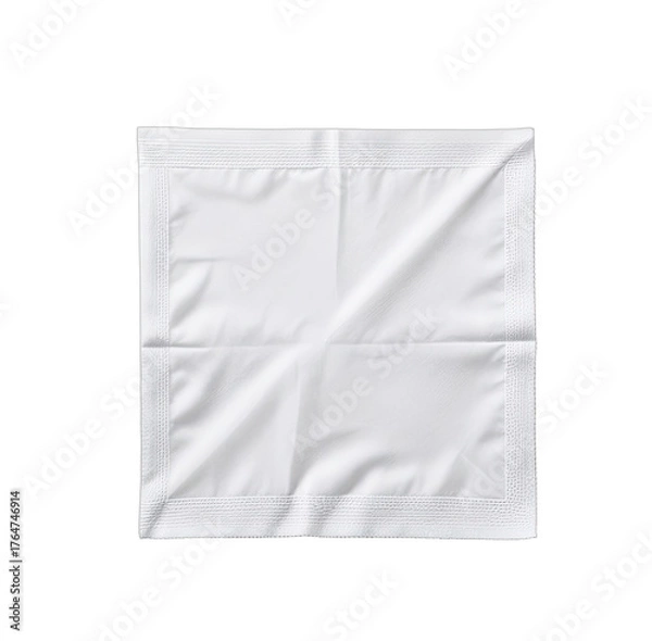 Fototapeta Overhead studio shot of a white folded napkin with textured surface