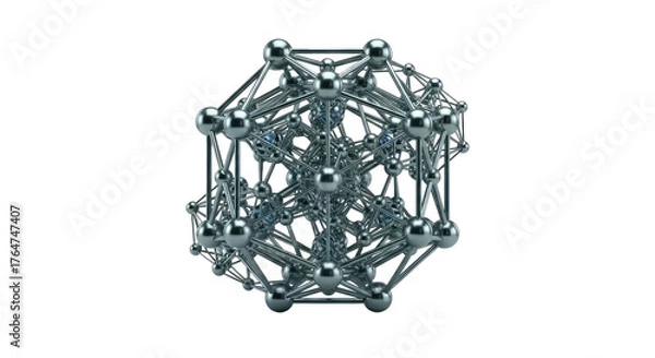 Fototapeta Abstract metallic molecular structure scientific technology concept