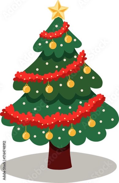 Obraz Christmas Tree Illustration Flat Minimalist Style