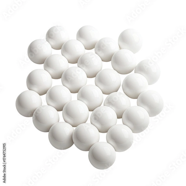 Fototapeta Glossy white spheres arranged in a geometric heart shape against black