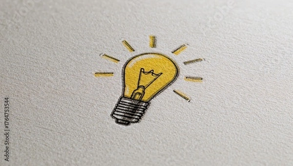 Fototapeta A creative designer utilizes a glowing lamp symbol as a promotional device, merging art and design to express their innovative concepts via intricate sketches.