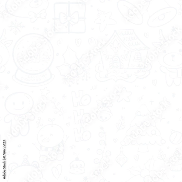 Fototapeta Christmas Doodle Seamless Pattern Cute Hand Drawn Holiday Design transparent