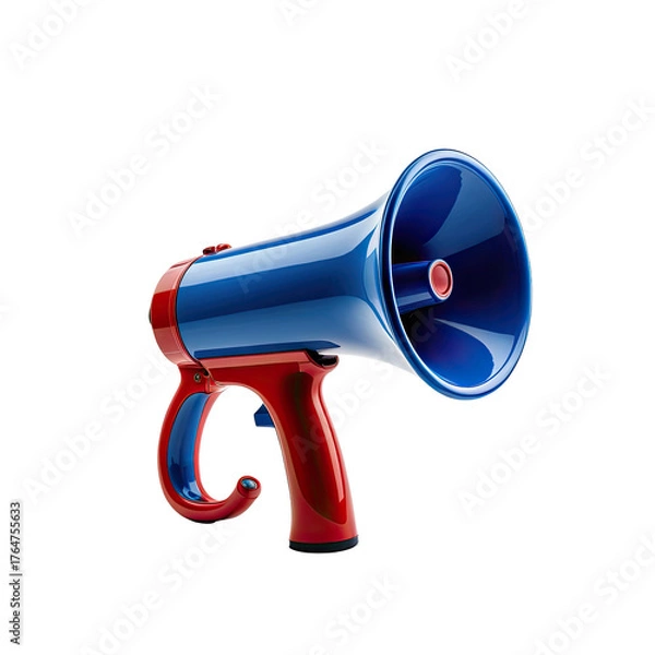 Fototapeta Bold and glossy illustration of a classic hand-held megaphone