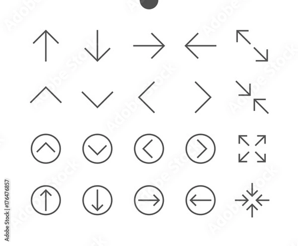 Obraz Doskonałe piksele interfejsu sterowania Dobrze wykonane wektorowe ikony cienkich linii 48x48 Gotowy do siatki 24x24 dla grafiki internetowej i aplikacji z edytowalnym obrysem. Prosty minimalny piktogram