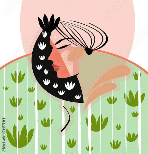 Obraz volto di donna con decorazioni