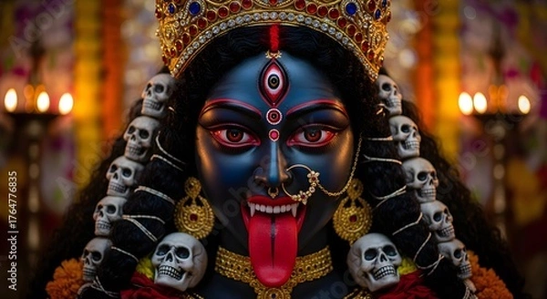 Fototapeta  maa Kali face divine Kali portrait,  Kali puja is a famous religious in Indian  ,