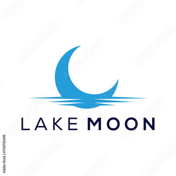 Obraz lake and moon logo design template