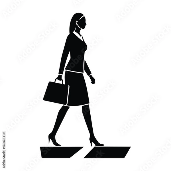 Obraz Silhouette of a woman and girl with shopping bags vector illustration