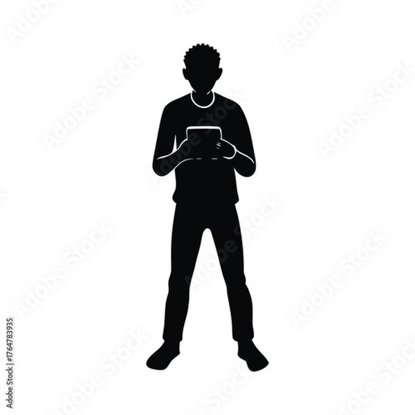 Obraz Silhouettes of men including young man and man with gun vector illustration