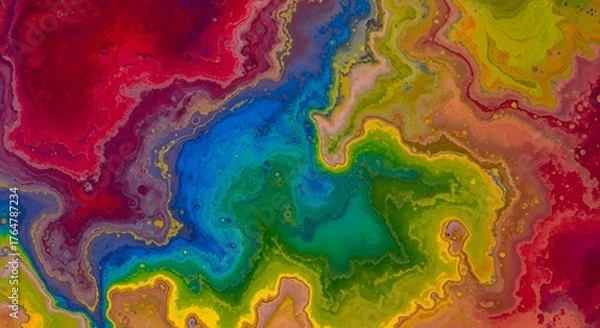 Fototapeta Colorful abstract background with vibrant hues and swirling patterns of paint